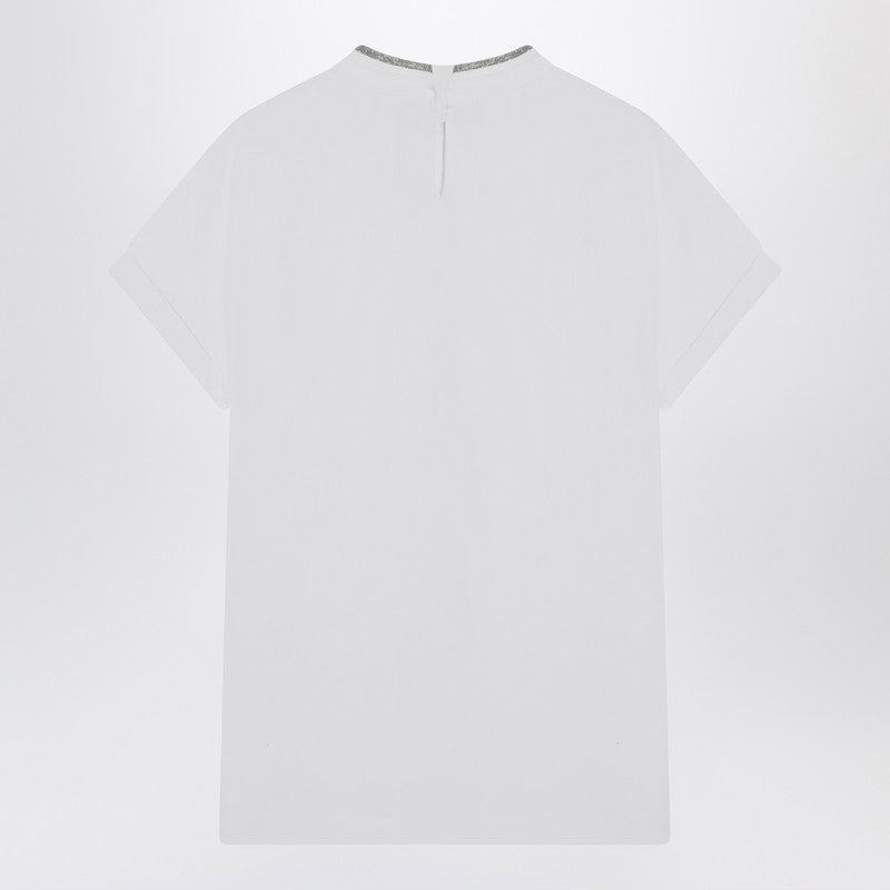 Brunello CucinelliホワイトクルーネックTシャツとペンダント - Image 1