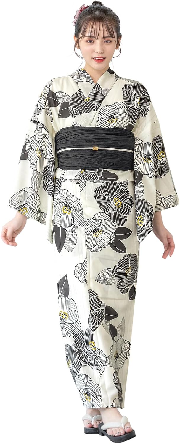 SOUBIEN Floro Women's Yukata 2-Piece Set (Yukata/Waistband)
