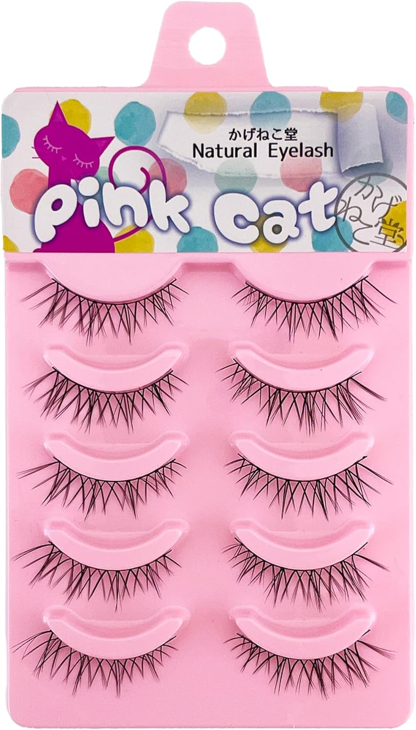 Kagonekodo False Eyelashes (Black Axis NS-08, Black, 5 pairs, Natural Wing, 0.1 - 0.4 inches (4 - 10 mm) NS-08