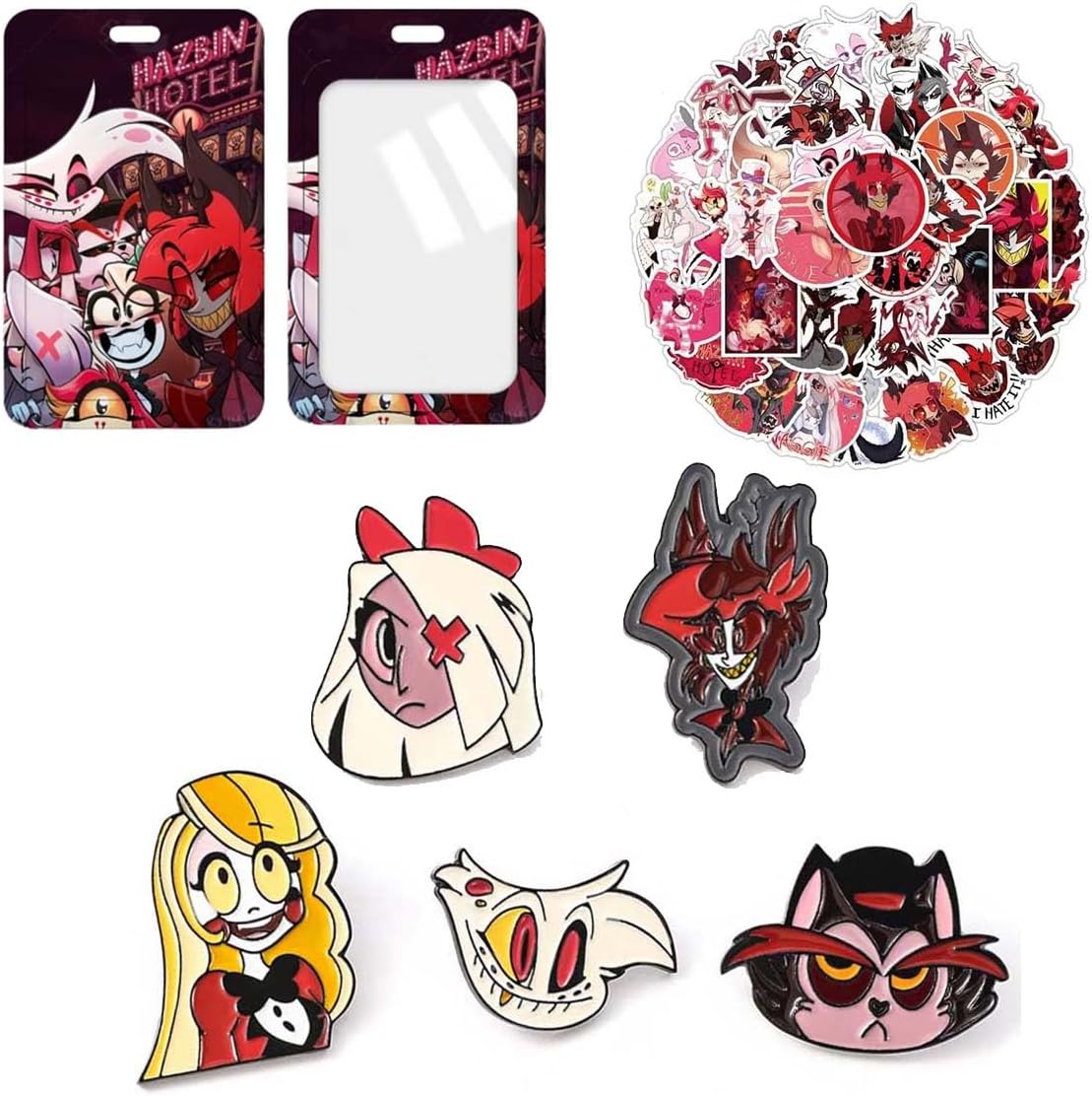 Hasbin Hotel Helva Boss Goods, Lucky Bag, Alaster, Angel, Dust, Suttaker, Card Case, Key Holder, Brooch, Photo Card, Anime, Accessory, Decoration, Cosplay Accessory, Stylish, Costume Tool, Unofficial