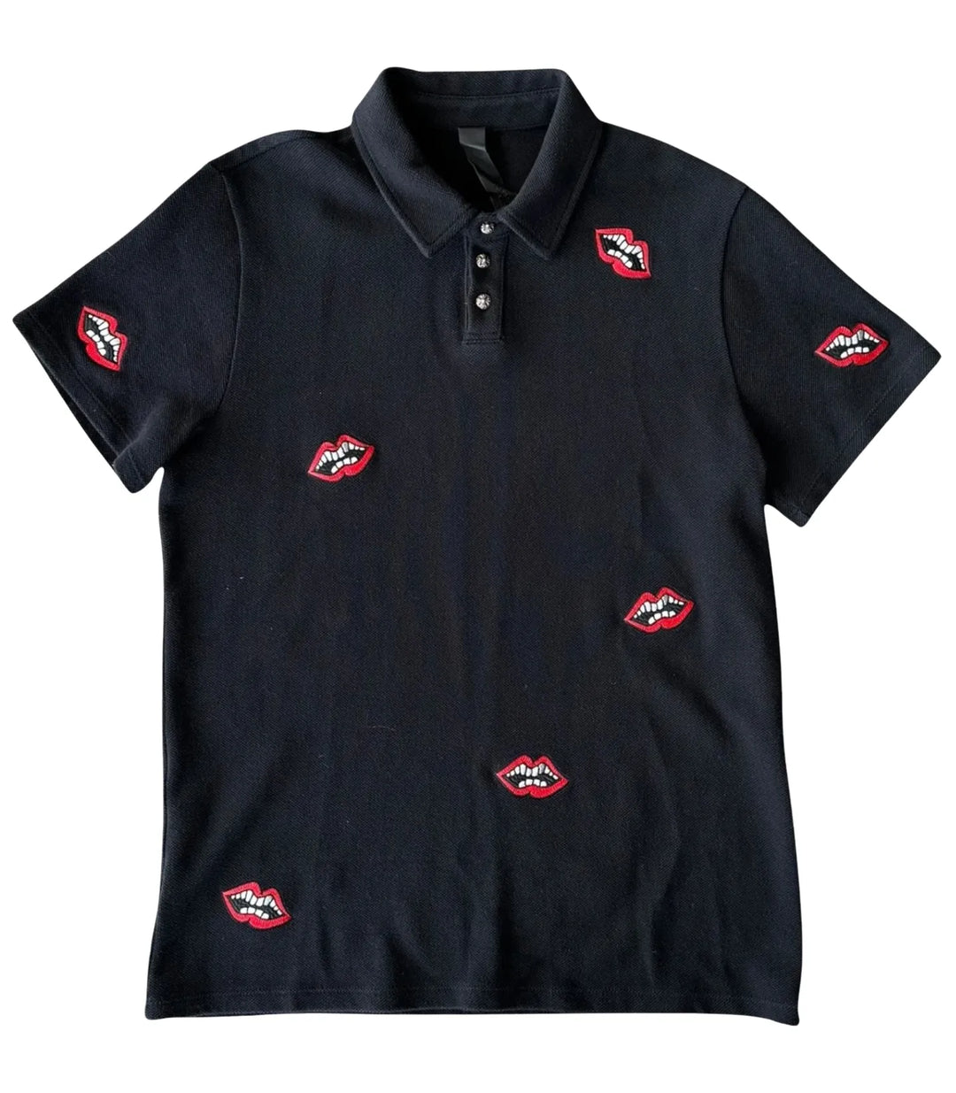 CHROME HEARTS 'CHOMPER' BLACK POLO COLLAR SHIRT