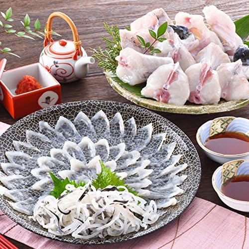 Tiger Puffer Fish Sashimi and Fugu Hot Pot Set (24cm Dish 2-3 Servings) Fugu Sashimi, Gift for the New Year, Gift from Yamaguchi Prefecture