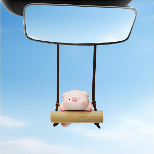 Adorno colgante de espejo retrovisor de vaca oscilante, bonito colgante de espejo retrovisor de resina, divertido colgante de vaca, accesorios interiores universales para automóvil, SUV, camión
