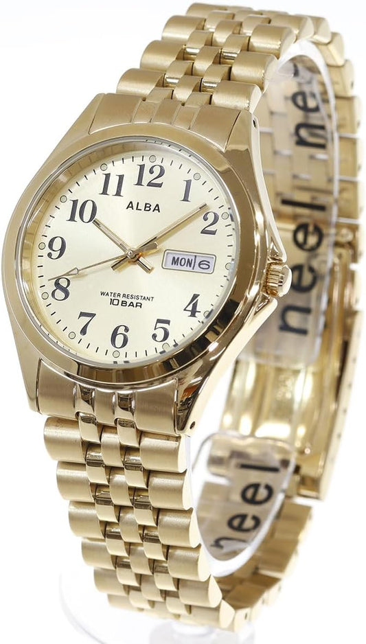 Seiko Watch AQGK469 Men's Wristwatch, Standard Quartz, Champagne Gold, gold, Bracelet Type