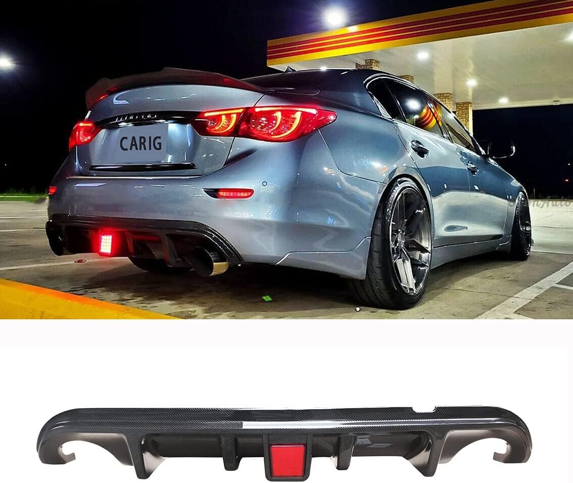 2014-2017 Infiniti Q50 / Nissan Skyline V37 Rear Spoiler ABS Genuine Parts Tail Light Included Easy Installation Gloss Black Car Accessories