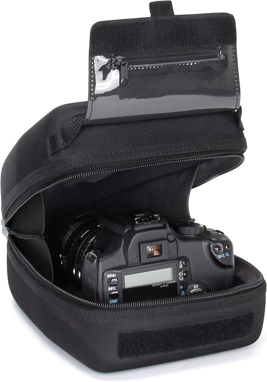 USA Gear Quick Access DSLR Hard Shell Camera Case Molded EVA Protection Padded Interior Holster with Belt Loop and Rubber Coated Handle - Fits Nikon, Canon, Pentax, Olympus and More,, Black - Zoom
