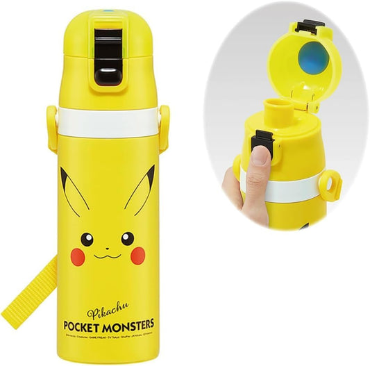 Skater (スケーター) Thermos Bottle for Children, Direct Drink, 470ml, Pokémon Pikachu Face, 23, for Boys and Girls, Insulated, Stainless Steel, Lightweight Type, Sports Bottle, Kids, Water Bottle, SDC4-A