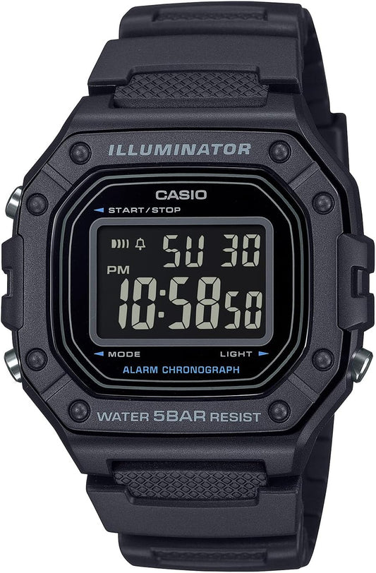 Casio Collection W-218H Wristwatch, Genuine Domestic Product, Black, Sporty