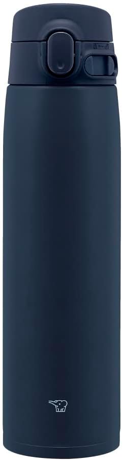 Zojirushi SM-VA72-AD Water Bottle, Seamless Straw, Large Capacity 720ml, One-Touch Stainless Steel Mug, Navy, Integrated Lid and Gasket, Easy to Clean, Only 3 Parts to Wash
