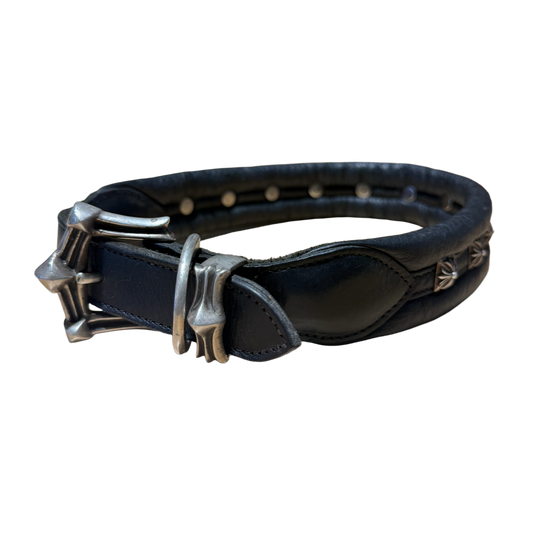 CHROME HEARTS 'BLACK' STUDDED LEATHER DOG COLLAR