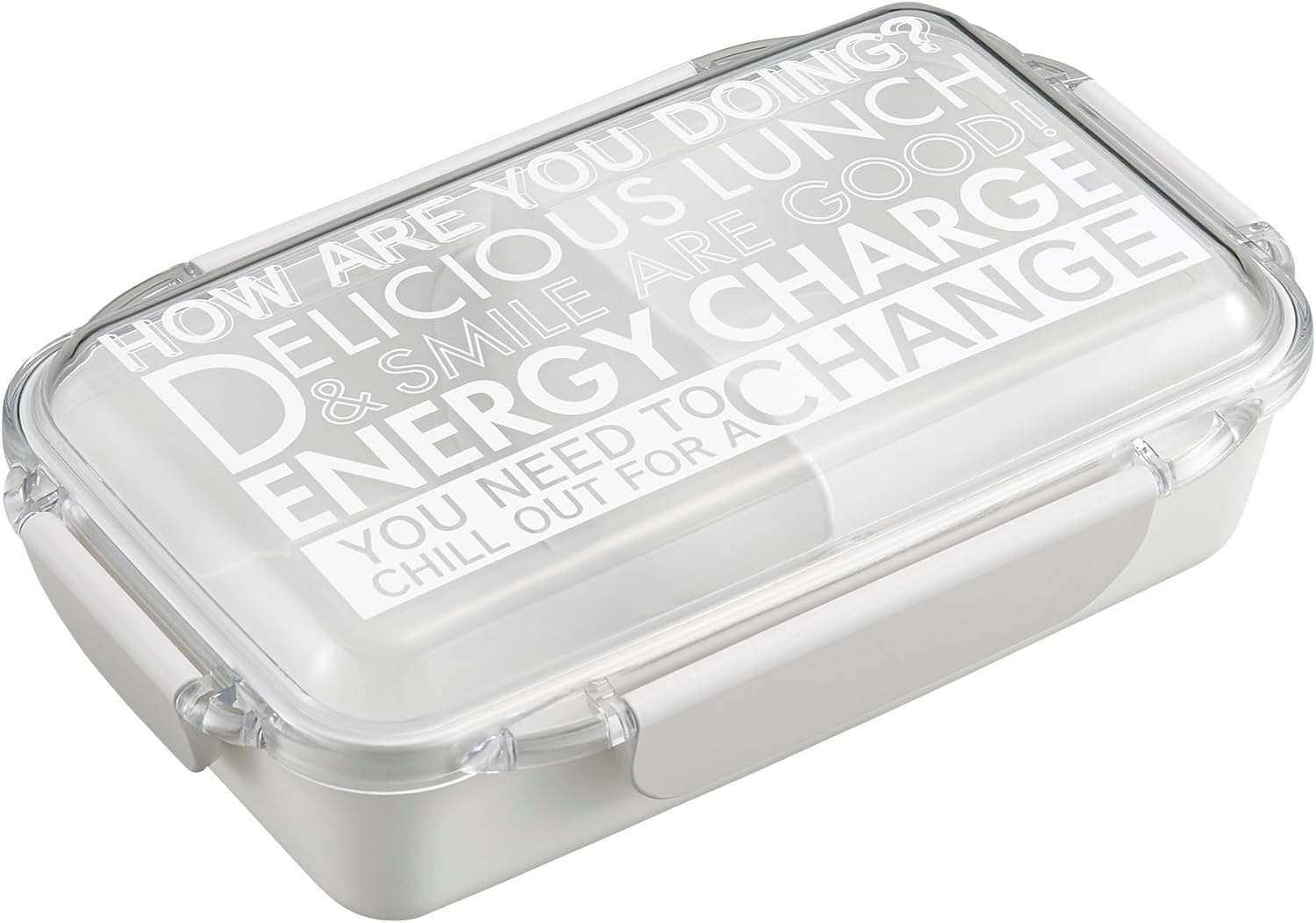 OSK PCD-750 Energy Charge Bento Box, Lunch Box with Dividers, White, 25.4 fl oz (750 ml), Made in Japan, Dishwasher, Microwave Safe, 4 Locks, Gasket, Stylish, Simple, Unisex, Kids, Elementary School Students, Adults