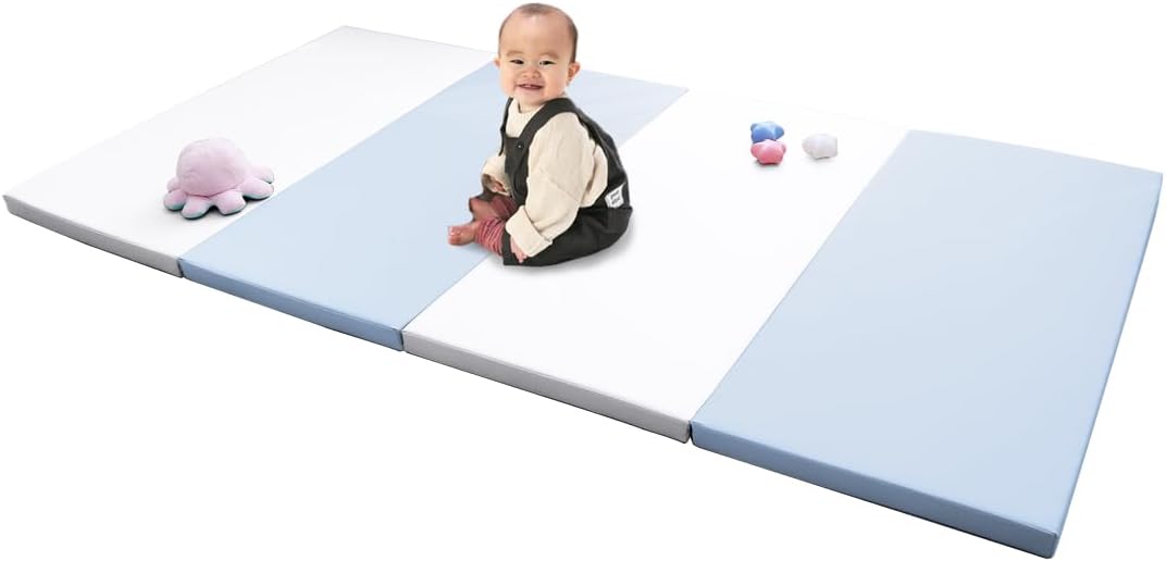 WEIMALL Baby Play Mat, Waterproof, Antibacterial, Foldable, Floor Heating, Soundproofing, Noiseless, Thickness 1.6 inches (4 cm), Non-formal Mat, Cushion, Training, Baby Shower