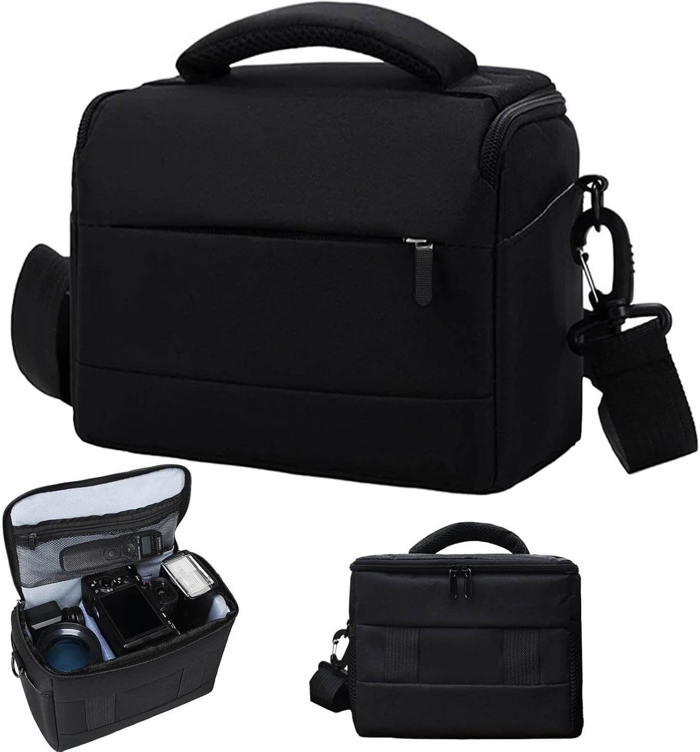 Camera Bag, SLR Camera Bag, Divider Storage Camera Case, Camera Accessories Storage Bag, Travel Outdoor Photography Bag, Black, Black, Simple