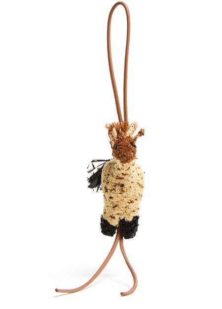 LOEWE Giraffe bag charm in raffia and calfskin - Image 1