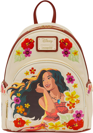 Loungefly Disney: Moana - Pua & Heihei - Floral Live Action - Mini mochila con compartimentos grandes - Ideal para niños y adultos - Bolsas coleccionables