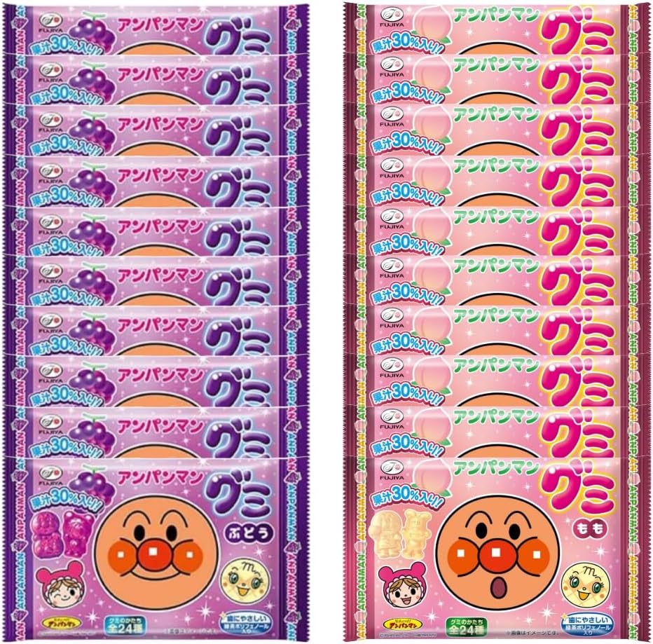 Fujiya Anpang Mangumi Assorted Set (Grapes and Peach, 10 Bags Each 20 Bags)