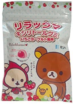 Rilakkuma Xylitol Gummy, Strawberry Yogurt Flavor, 1 Bag (12 Capsules)