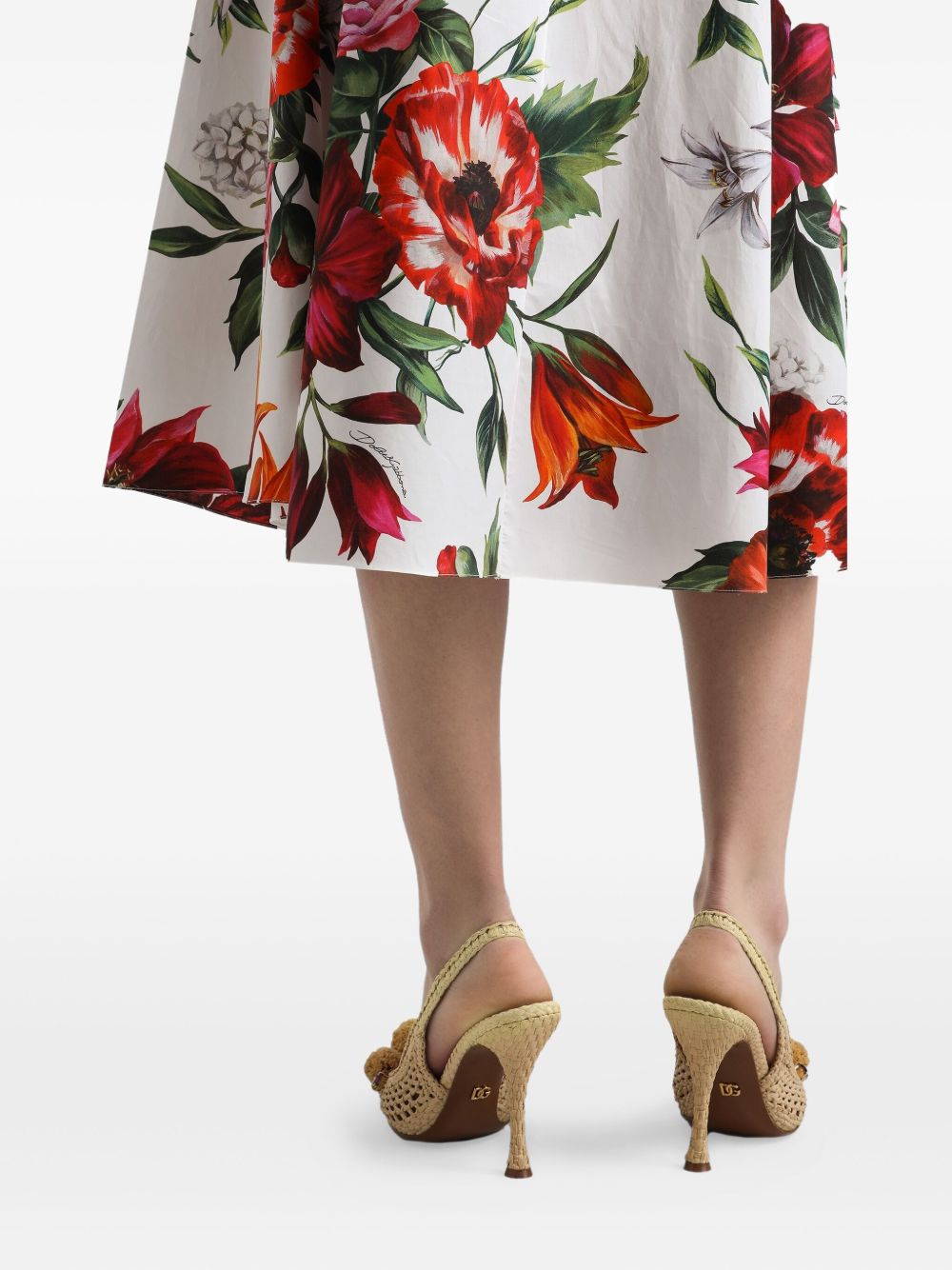 Dolce  Gabbana ドルチェ＆ガッバーナアネモニプリントコットンミディスカート - Image 1