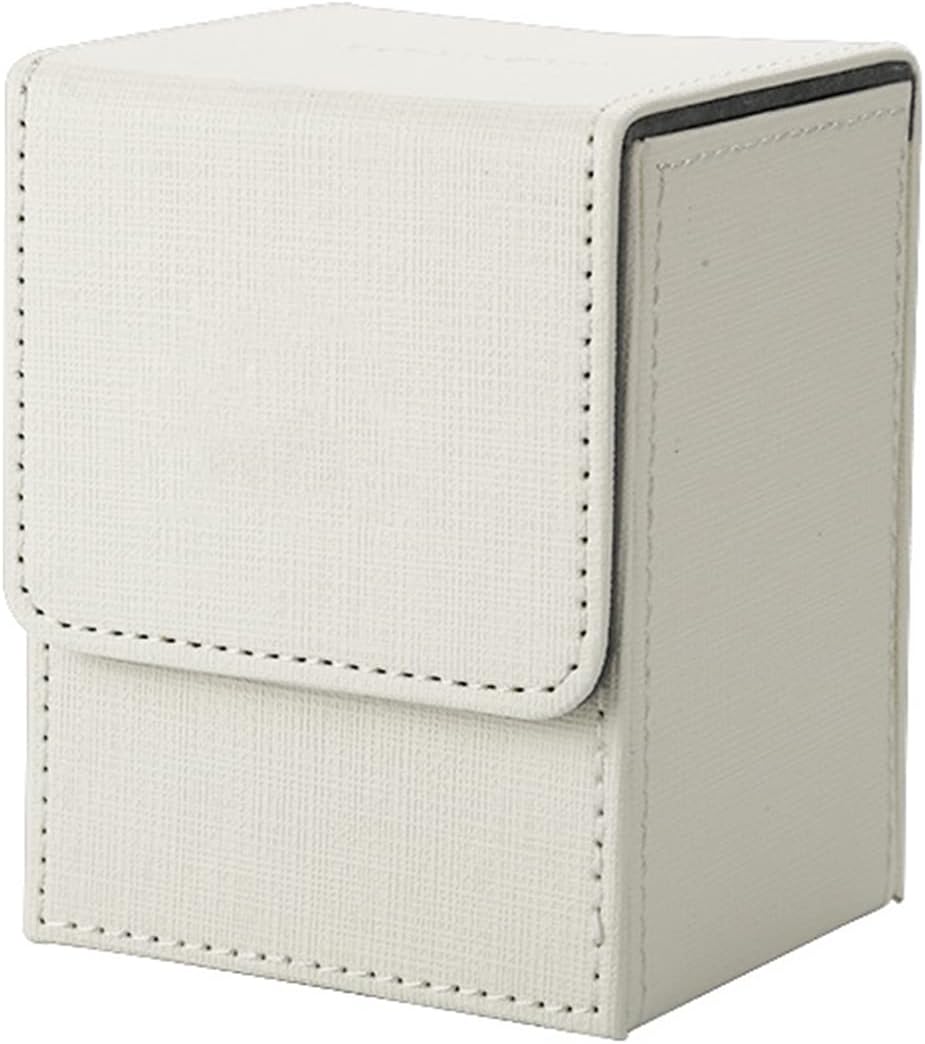Venssu Deck Case Trading Card Case Vertical Storage Magnetic PU Leather 100-Piece Sleeve Compatible "Yu-Gi-Oh! Pokemon Duema Various Card Game BOX" (White)