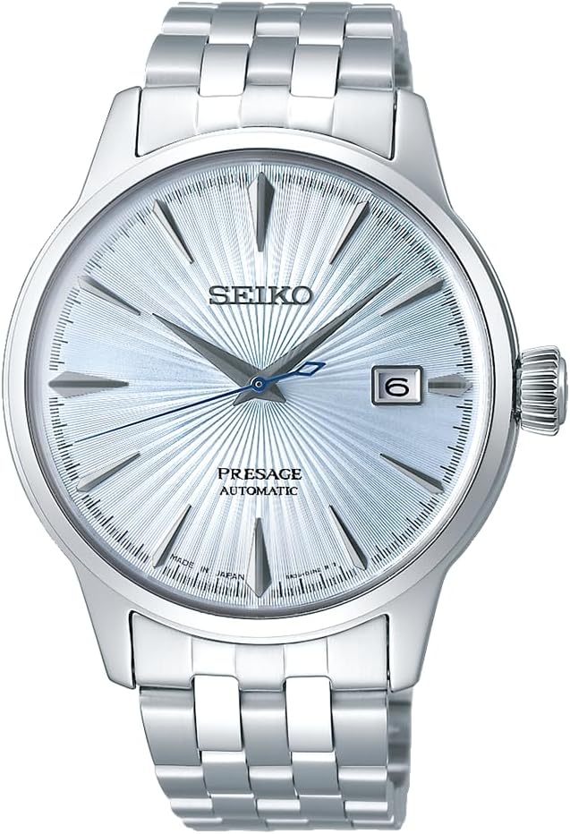 Seiko Watch Presage Cocktail Time Mechanical Automatic (Hand Winding Included) Men's, Dial: Ice Blue, Mechanical Automatic (Hand-wound) Cocktail (Skydiving) Image