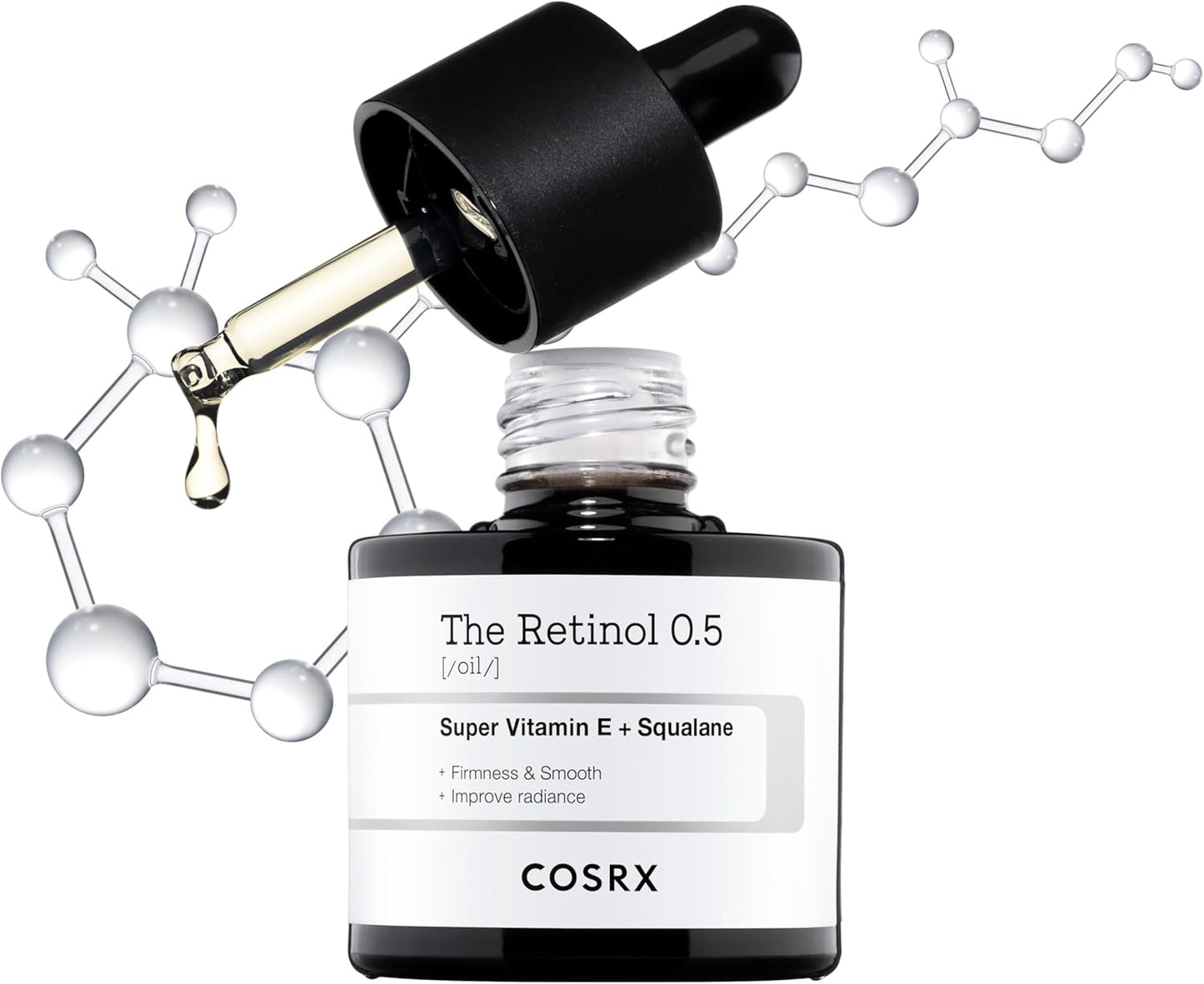 COSRX Retinol 0.5 Oil, 0.5 fl oz (20 ml), Retinol 0.5 Oil, Pure Retinol, Beauty Essence, Vitamin E Squalane, Pure Retinol, Genuine Retinol, Sensitive Skin, Tested for Human Body, Cosuarex Korean Skin