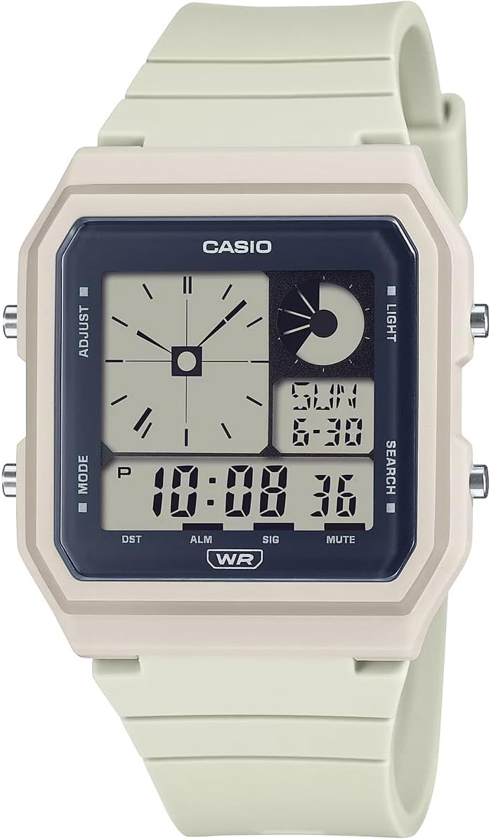 Casio Standard Digital Wristwatch, LF-20 Series, Unisex, Overseas Model, Ivory LF-20W-8A, Bracelet Type