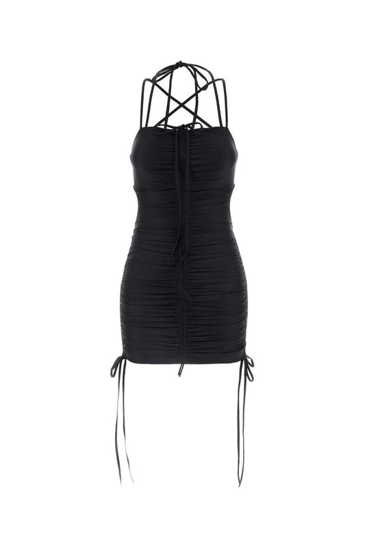Balenciaga バレンシアガブラックストレッチナイロンミニドレス - Image 1