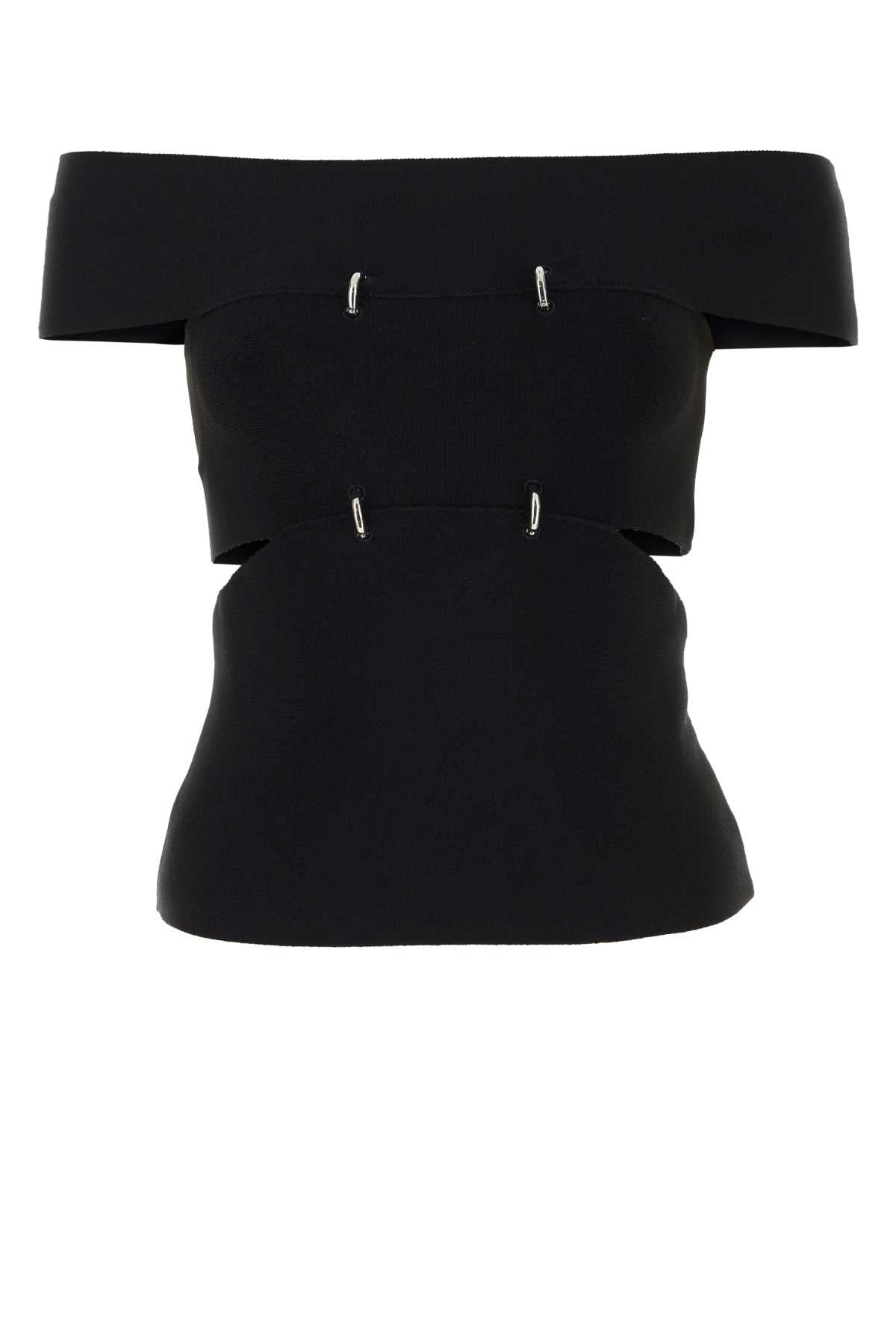 Alexander Mcqueen アレクサンダーマックイーンブラックストレッチビスコースブレンドトップ - Image 1