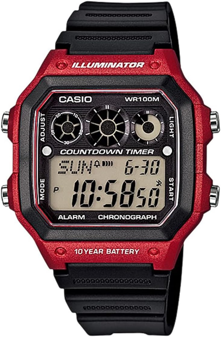 Casio AE-1300WH-4A AE1300WH-4A Sports Digital Black Red Kids Unisex Watch Wristwatch