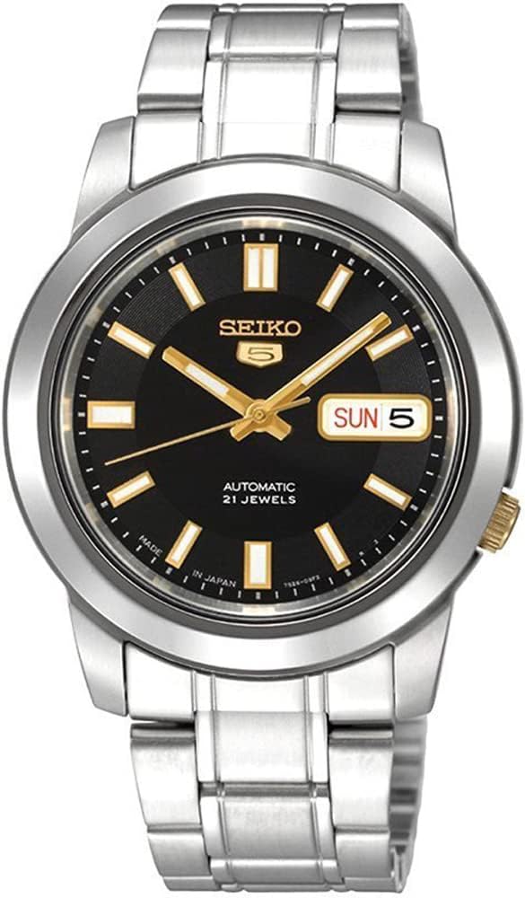 Seiko SNKK17J1 Five Automatic Men's Watch, Made in Japan, Black, Overseas Model
