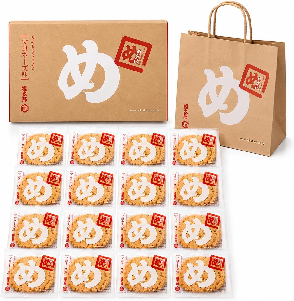 Fukuoka Limited Product: Fuktaro Menbee Mayonnaise Flavor (2 Sheets x 16 Bags), Fukuoka Souvenir, Spicy Mentai Flavor, Includes Handbag, Fukuoka Souvenir, Souvenir, Gift, Gift, Gift, Sweets