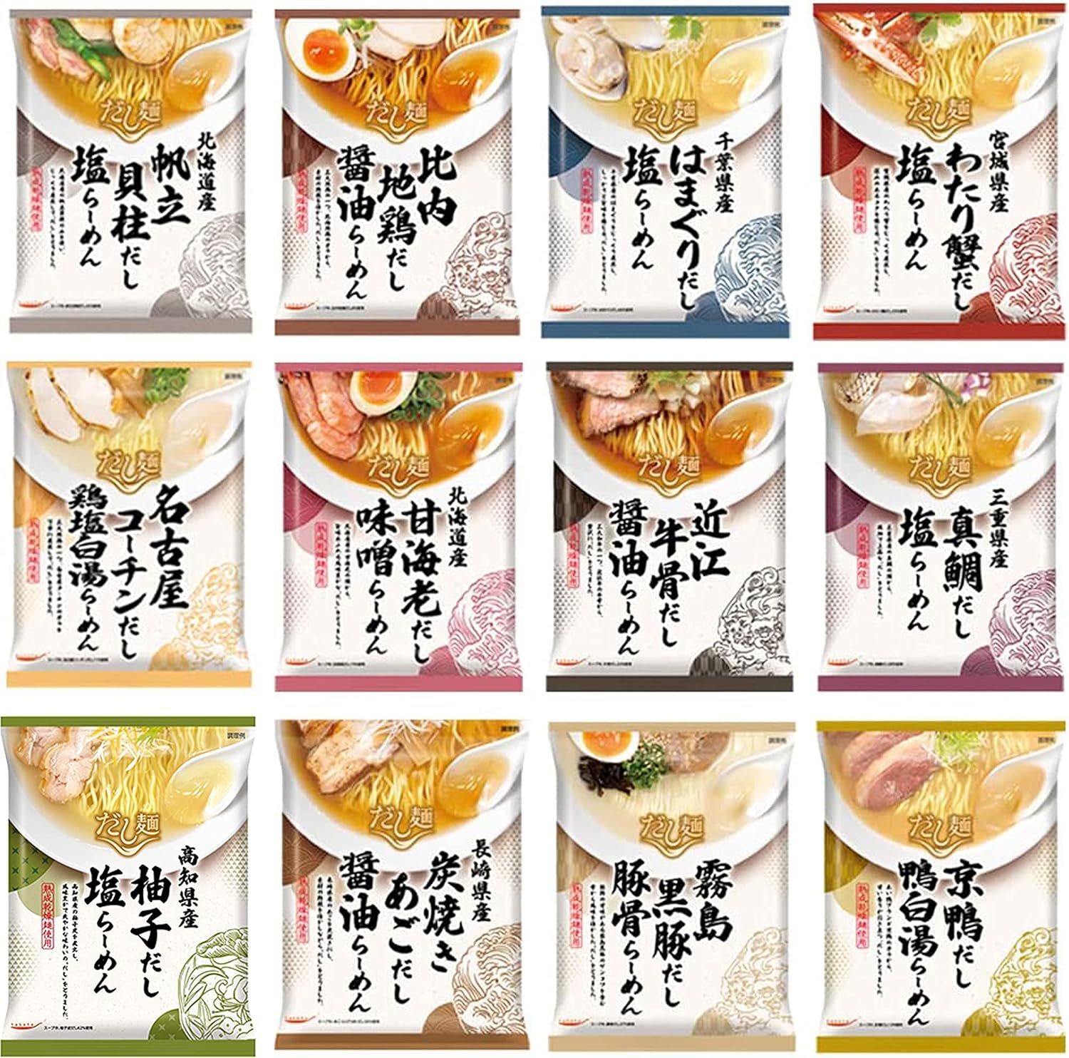 K&K Dashi Noodle Tabete Nationwide Eating Comparison Set, 1 Serving Each of 12 Varieties, Instant Ramen, Local Specialty Ramen Assortment, EBLIM Brand Special Set