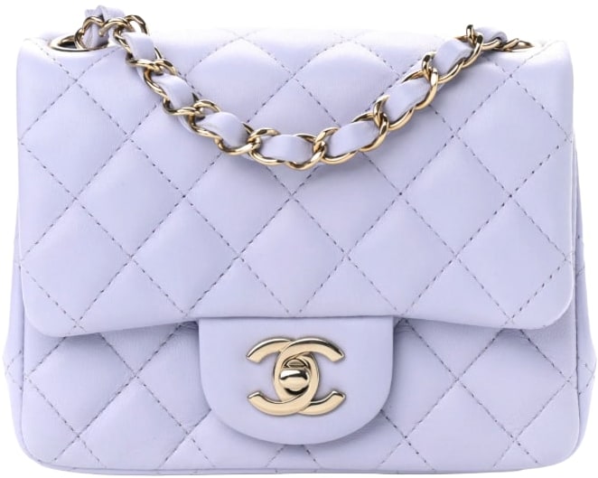 CHANEL 'LIGHT PURPLE' LAMBSKIN QUILTED MINI SQUARE FLAP