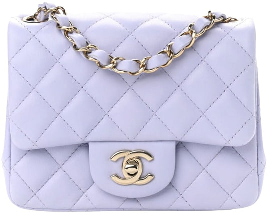 CHANEL 'LIGHT PURPLE' LAMBSKIN QUILTED MINI SQUARE FLAP