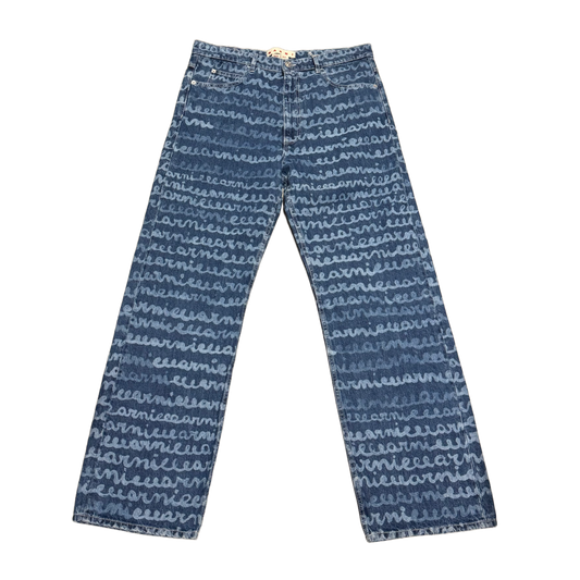 MARNI 'BLUE' LOGO PRINT STRAIGHT JEANS