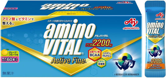 Amino Vital Ajinomoto Active Fine Grapefruit Flavor, Box of 60, Amino Acid, 2,200 mg, BCAA Conditioning