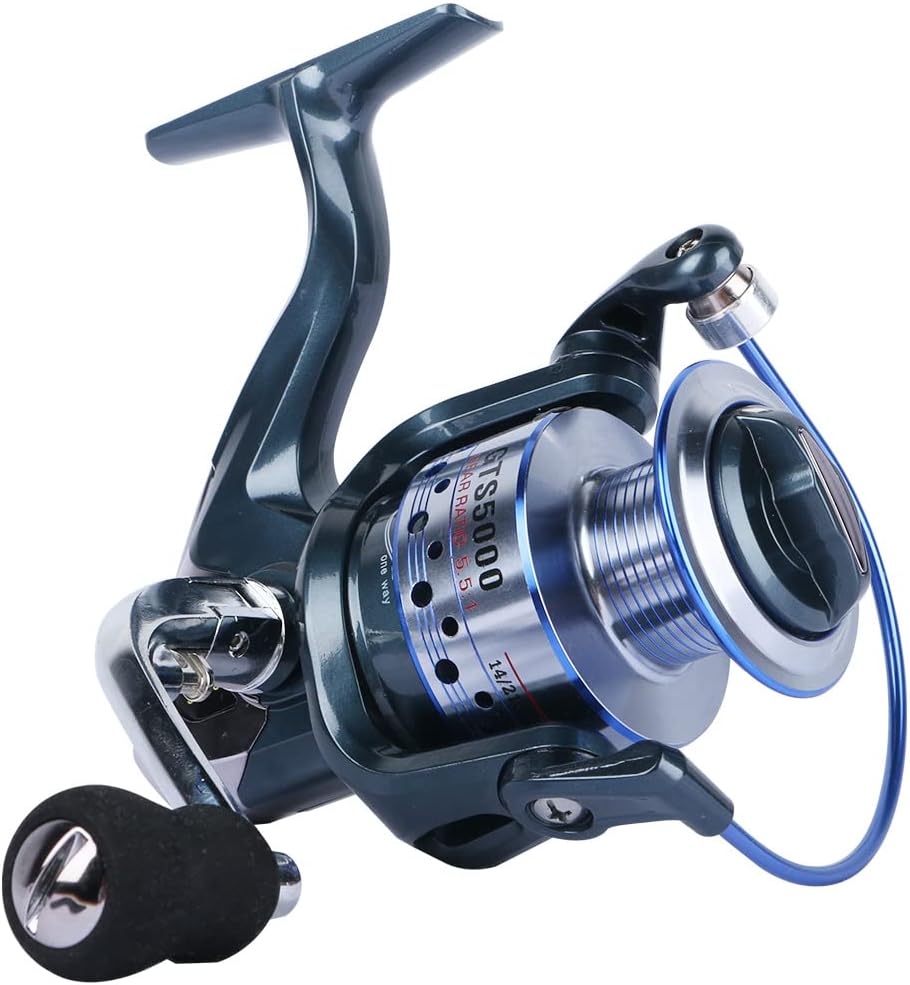 HappyLife Spinning Reel, High Stability, Amazing Drag Force, Lint Prevention, Maximum Drag Force, 55.1 lbs (25 kg), Left and Right Interchangeable Handle, Gear Ratio: 4.7:1/5.5:1, Far-throwing,