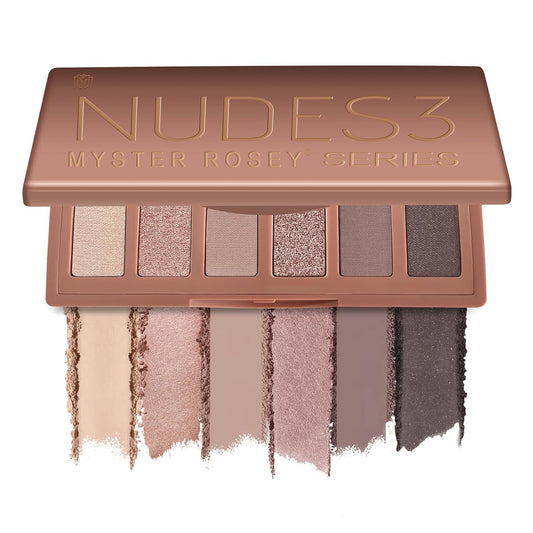 MYSTER ROSEY Nudes Serie 3 Mini paleta de sombras de ojos, paleta de sombra de ojos nude, paletas de sombras de ojos mate con acabados metálicos y mate, uso duradero, vegano, libre de crueldad - 0.33