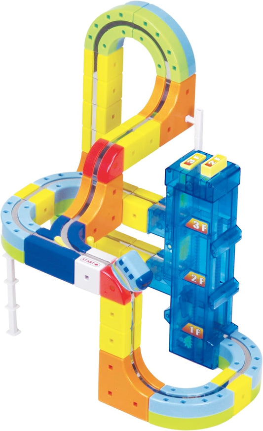 Sunsmile Cube Rail Toy for Kids, DIY Rail, Assembly, Educational Toy, Rail Cube, Clear MAC, Elevator Set