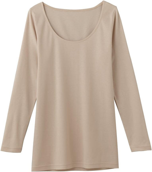 GUNZE CFA CB3246 Women's Inner Shirt, Smooth 100% Cotton, Long Sleeve, Made in Japan