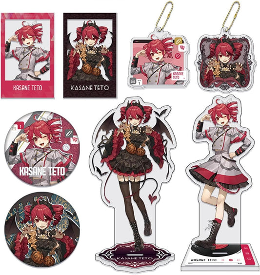重音テト 福袋 グッズ 4点セット アクリルスタンド 缶バッジ キーホルダー クリアブロマイド 可愛い 萌えグッズ アクスタ キャラクター 周辺 飾り コレクション 誕生日 プレゼント (B) [並行輸入品]