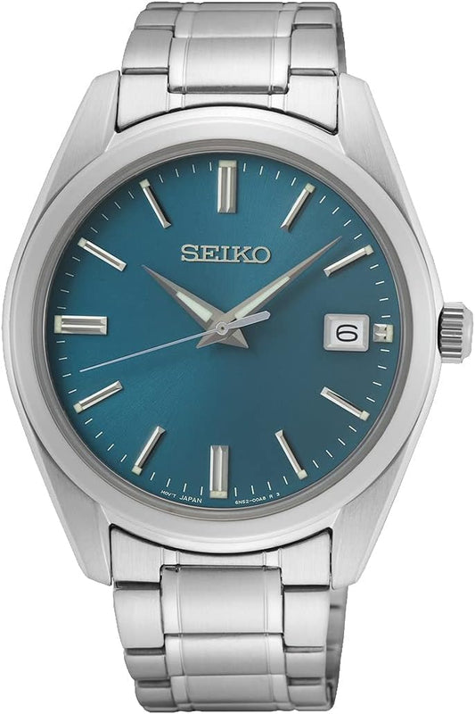 Seiko SUR525P1 Men's Watch, Quartz, Overseas Model, Turquoise Blue, blue, Bracelet Type
