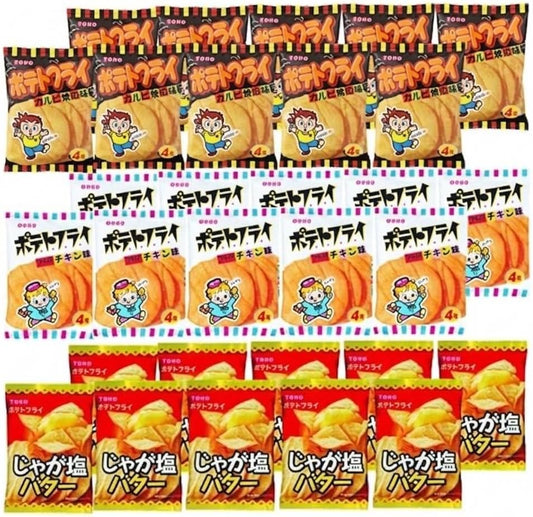 Toho Confectionery Assorted Fried Potato Butter, Kalbi, Fried Chicken, Set of 30 Bags