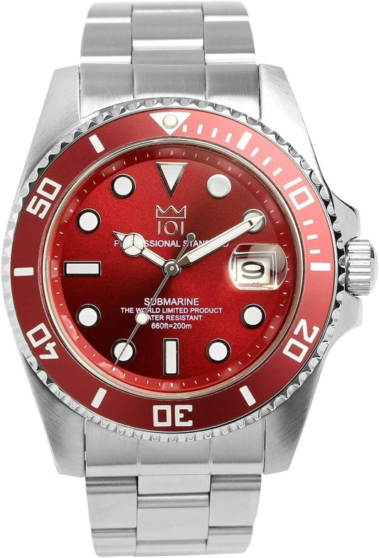 [HYAKUICHI 101] No.1 ヒャクイチ クォーツ ダイバーズウォッチ 日付表示 20気圧防水 腕時計 HYAKU1-001 (レッド)