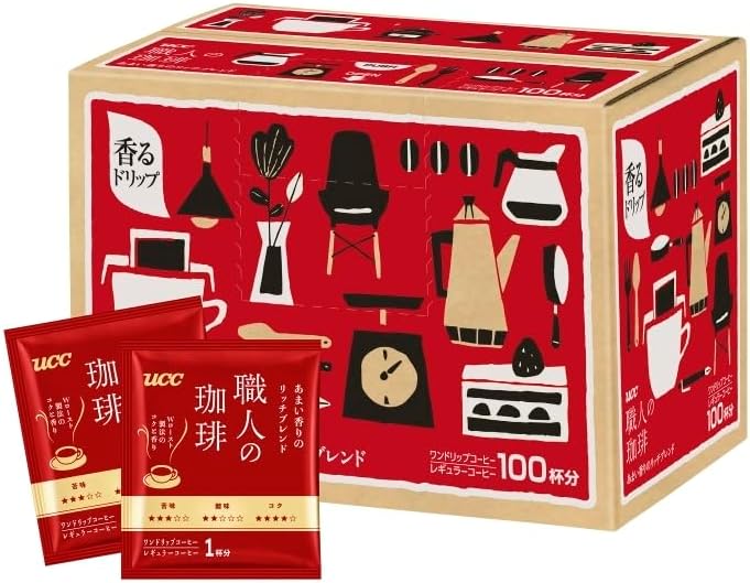 UCC Craftman's Coffee One Drip Coffee, Rich Blend, Sweet Aroma, 100 Pieces