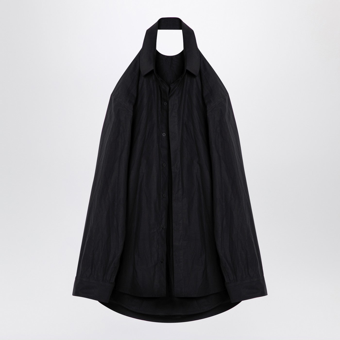 Balenciaga バレンシアガブラックサスペンドシャツエフェクトドレス - Image 1
