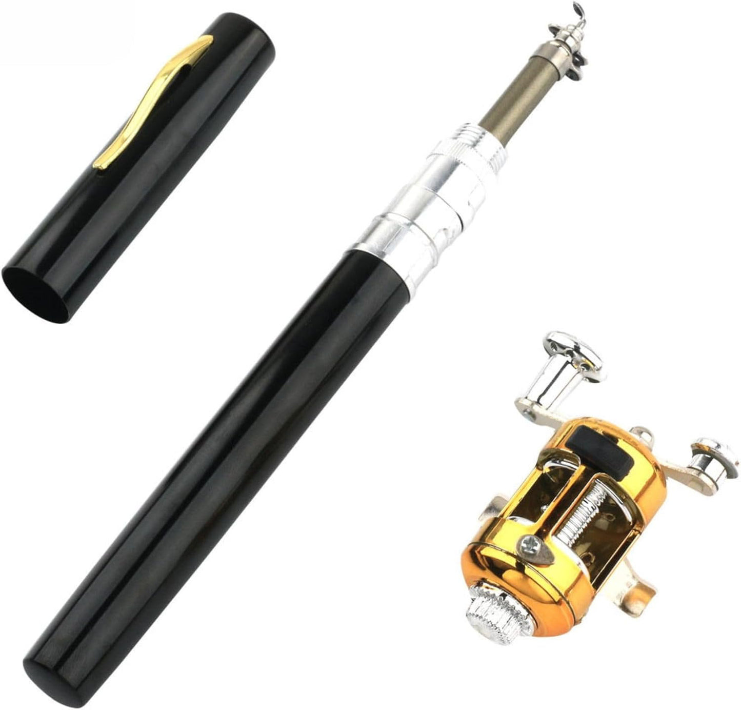HOTQ Fishing Rod with Reel, Simple Fishing Rod Set, Fishing Mini Telescopic, Pen Type Rod, Introduction to Fishing, Advanced Fishing, Beginner Fishing