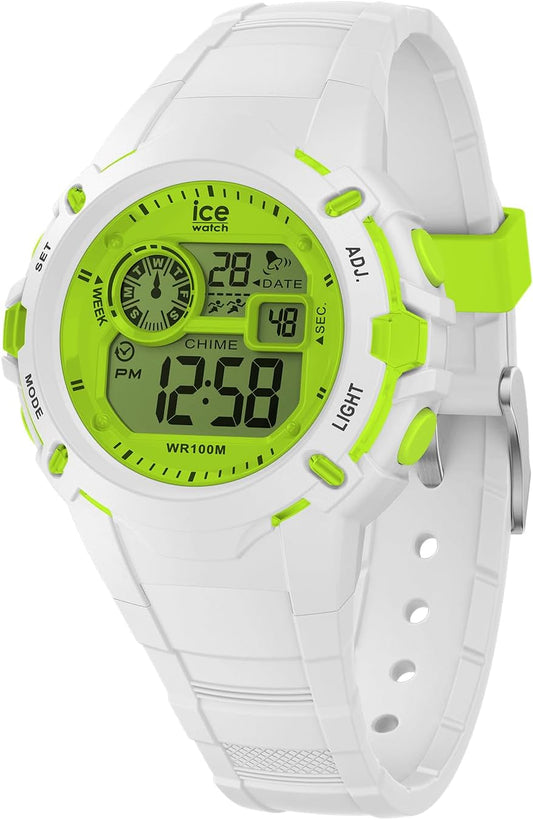 ICE-WATCH Ice Watch, Watch, Watch, Unisex, ICE digit explorer, Small, Waterproof, Stopwatch, Alarm, Date, Week, GMT, white lime