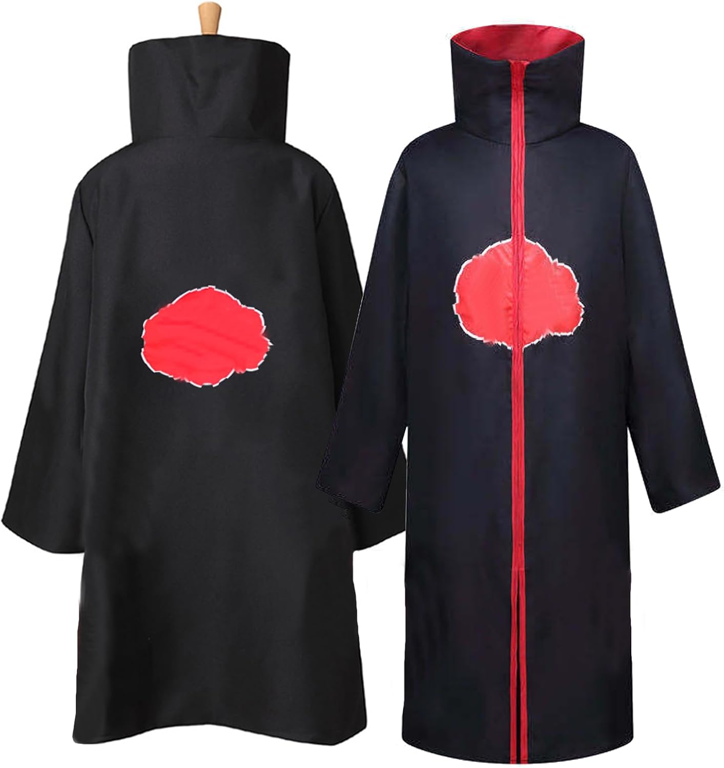 Formemory Ninja Goods, Ninja Cosplay, Costume, Cloak with Red Cloud Pattern, Masquerade, Anime Costume, 8 Piece Set, Unisex, Stand, Halloween, Cosplay, Men's Sister, 8 Sizes (XXS-XXXL)