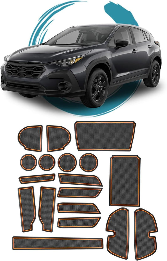 ruiya 2023 New Model Subaru Crosstrek GU Type Rubber Mat Door Pocket Mat Interior Rubber Mat Non-slip Sheet Accessories Pocket Mat Scratch Prevention Noise Reduction 18 Pieces Custom Parts (Orange)